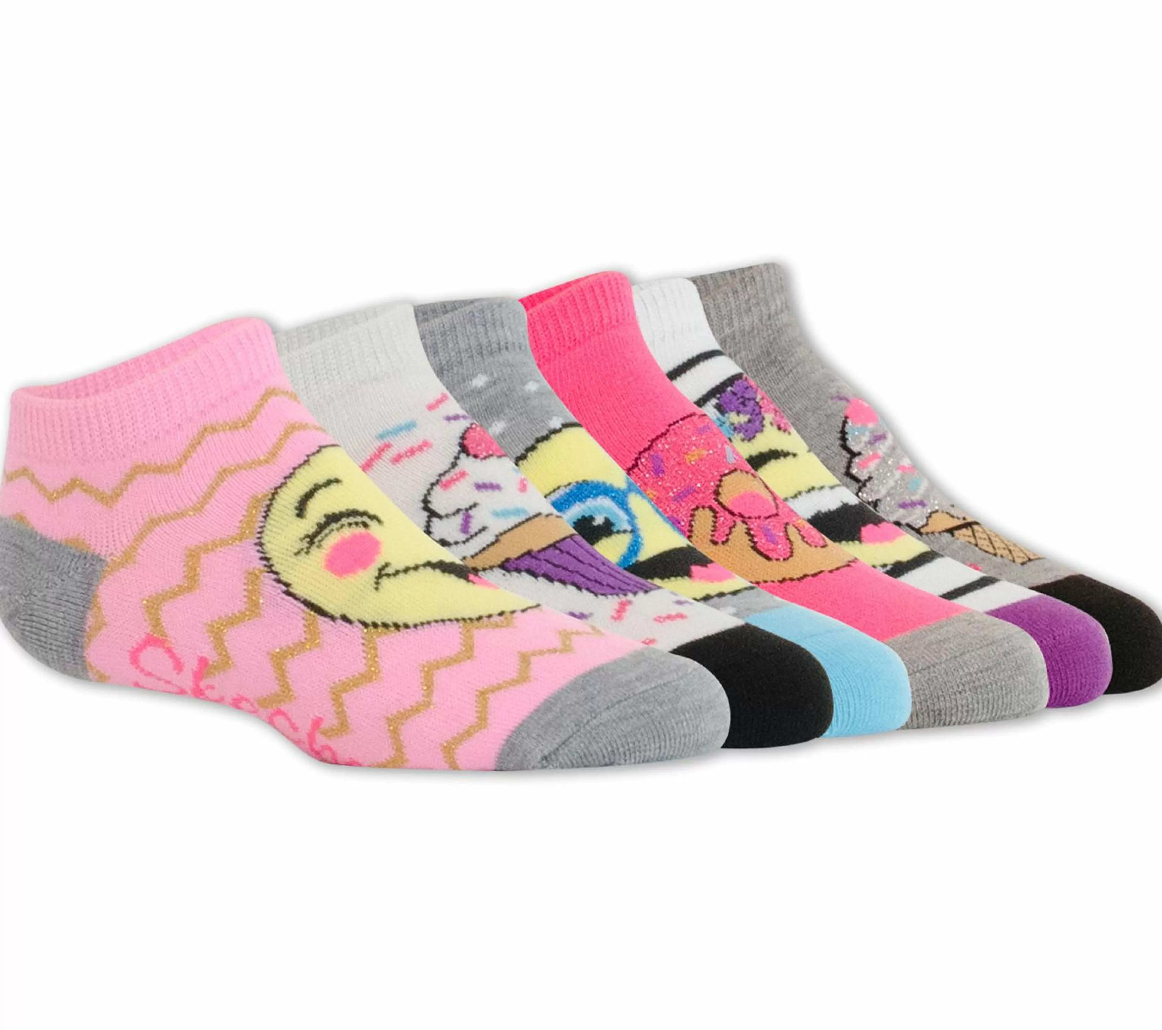 SKECHERS 6 Pack Low Cut Emoji Ice Cream Socks*Kids Socks | Socks