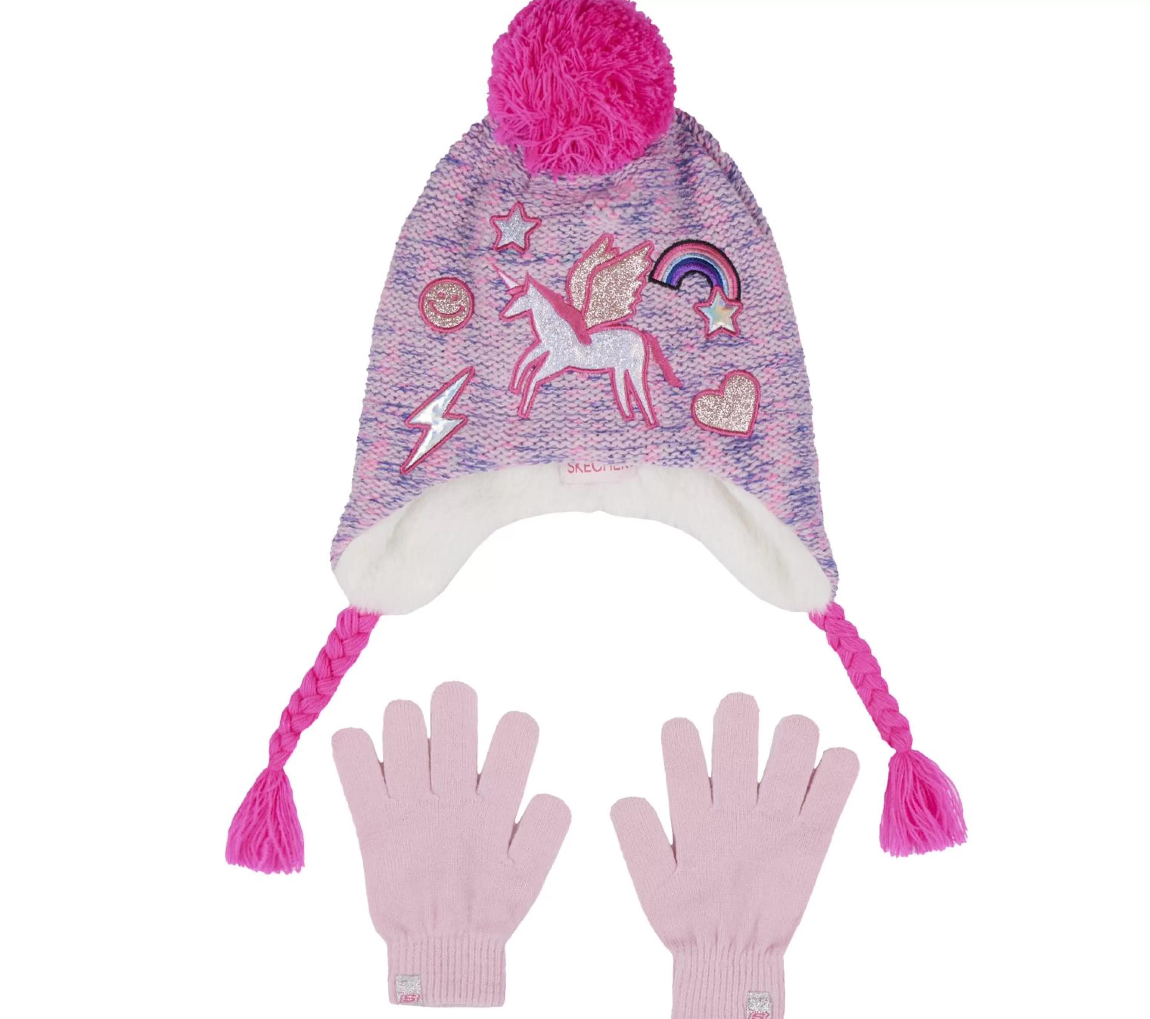 SKECHERS Unicorn Embroidery Hat And Glove Set* Cold Weather Gear